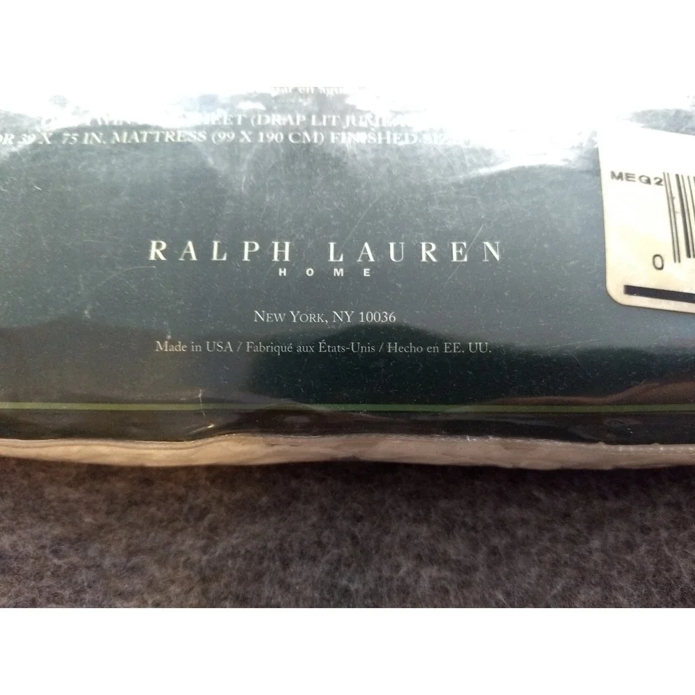 Ralph Lauren Home Twin Flat Sheet Bromley WHITE Eyelet Ruffle Trim USA NOS NEW